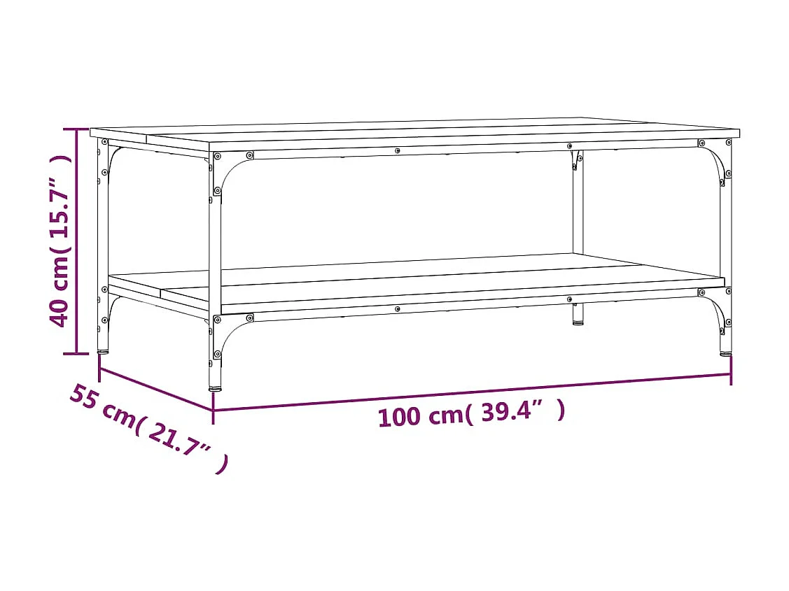 Tavolino da Salotto Nero 100x55x40 cm in Legno Multistrato