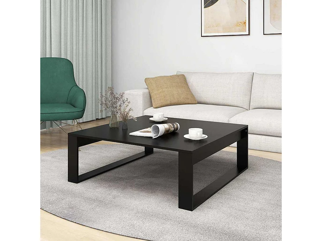 Table basse Noir 100x100x35 cm Bois d’ingénierie
