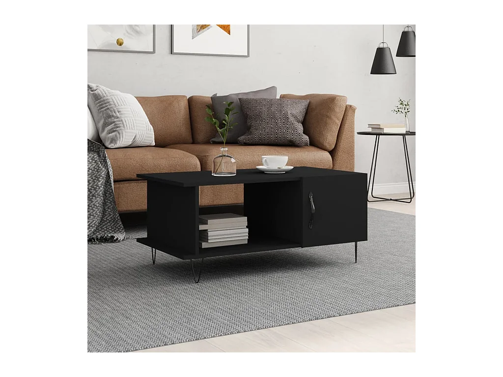 Table basse noir 90x50x40 cm bois d'ingénierie