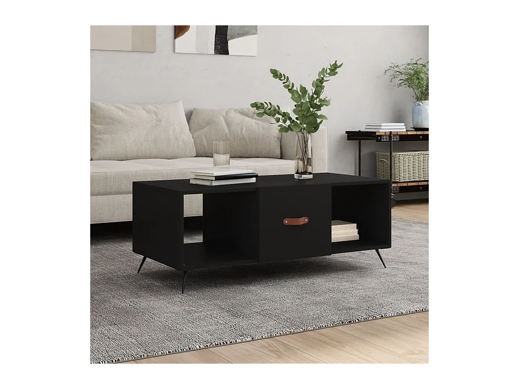 Table basse noir 102x50x40 cm bois d'ingénierie