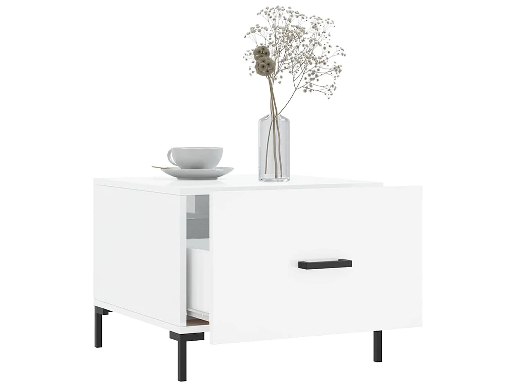 Table basse blanc brillant 50x50x40 cm bois d'ingénierie
