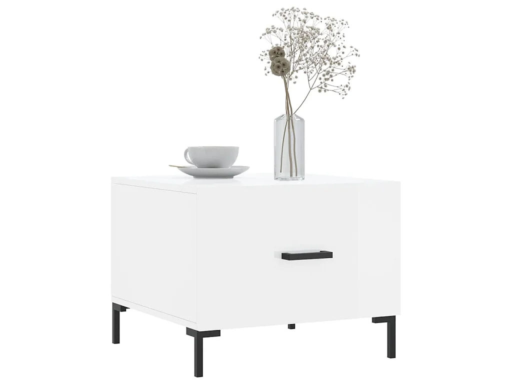 Mesa de centro madera de ingeniería brillo blanco 50x50x40 cm