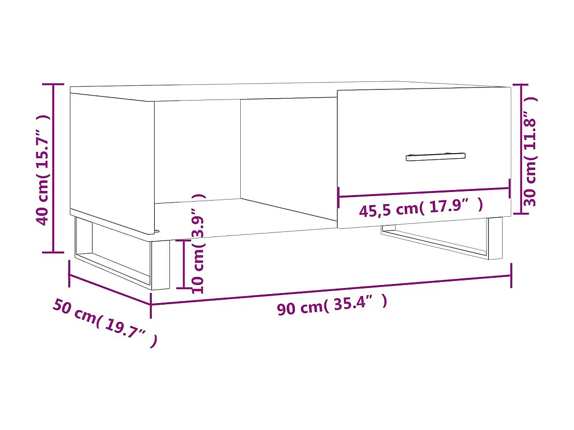 Mesa de centro 90x50x40 madeira processada carvalho sonoma