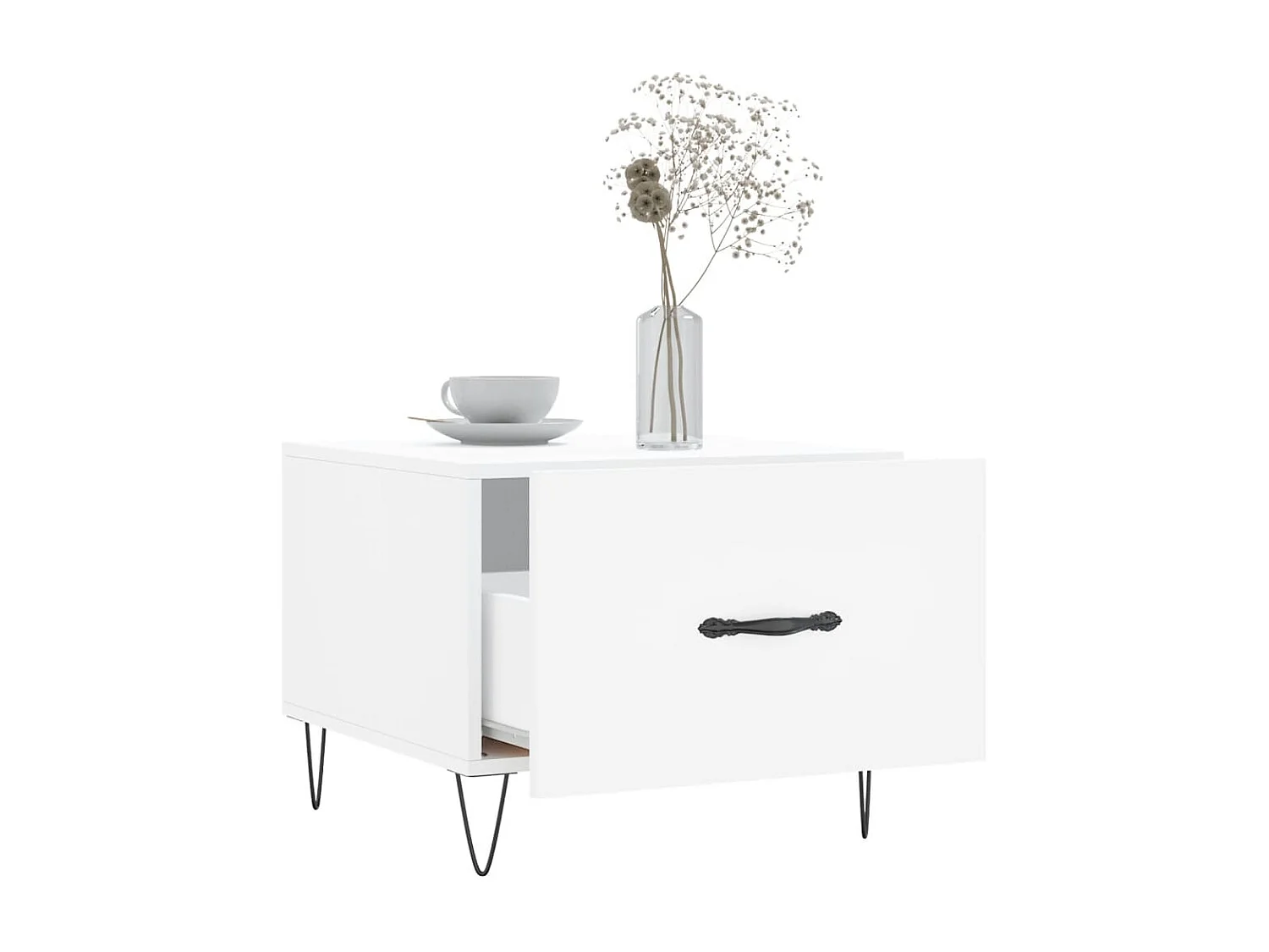 Table basse blanc 50x50x40 cm bois d'ingénierie