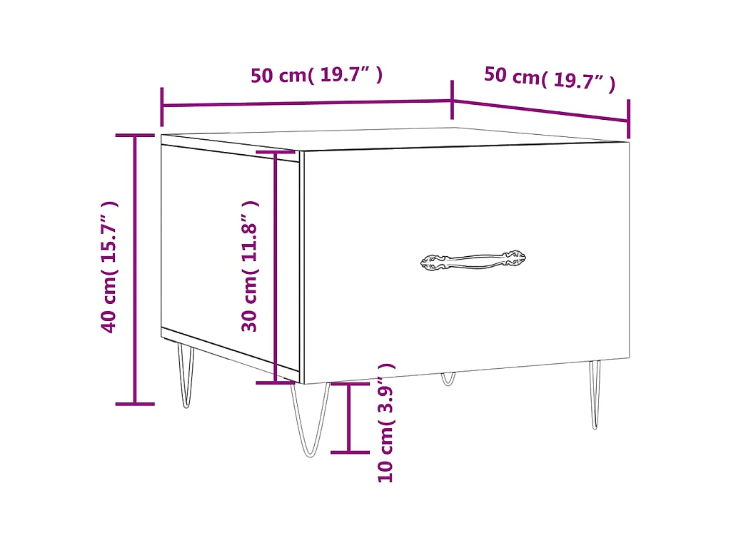 Tavolino Salotto Grigio Cemento 50x50x40 cm Legno Multistrato