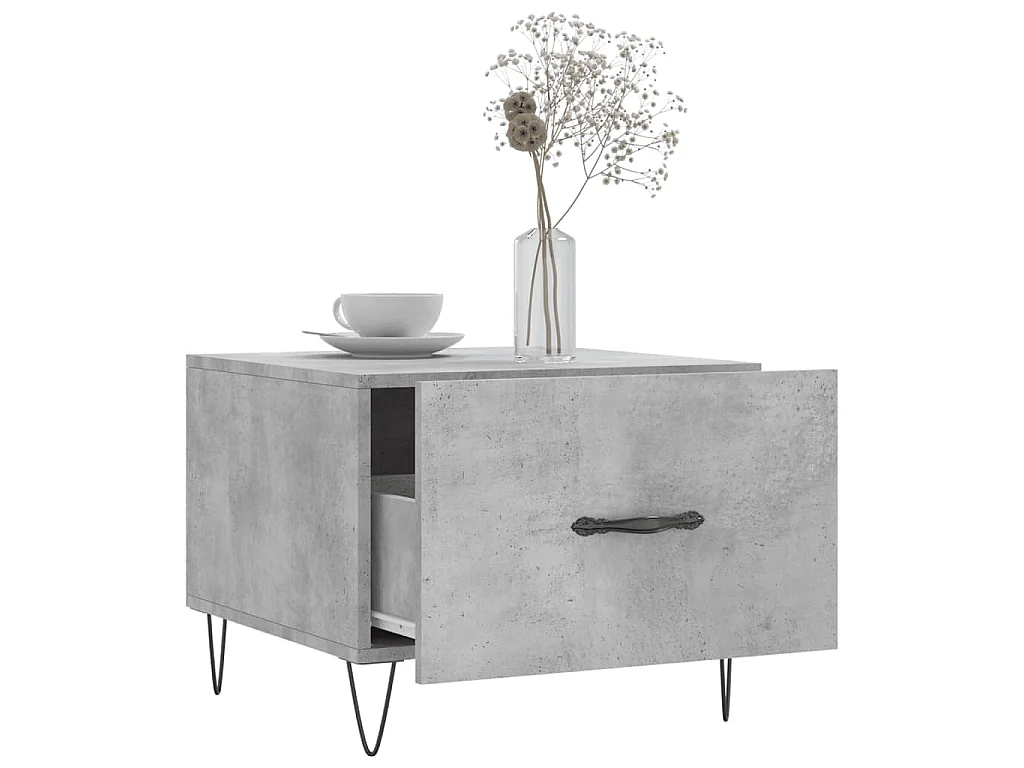 Tavolino Salotto Grigio Cemento 50x50x40 cm Legno Multistrato