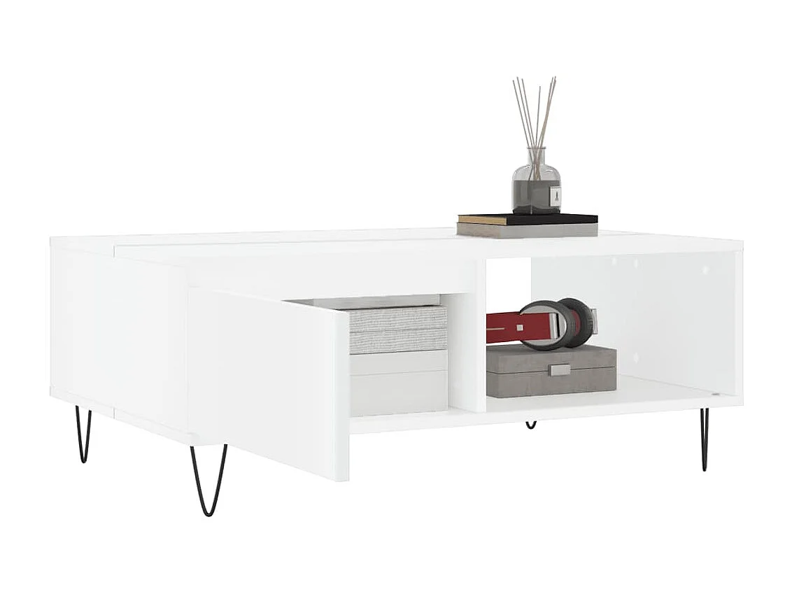 Salontafel 90x60x35 cm bewerkt hout wit