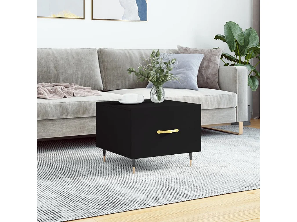 Table basse Noir 50x50x40 cm Bois d'ingénierie