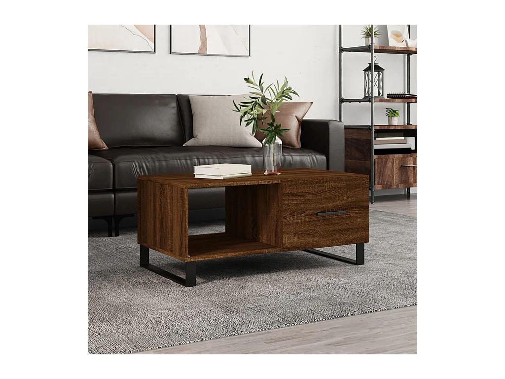 Table basse chêne marron 90x50x40 cm bois d'ingénierie
