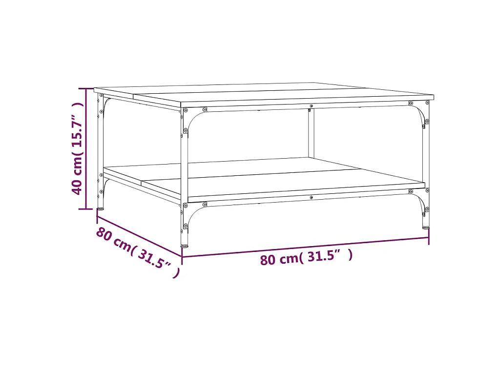 Couchtisch Schwarz 80x80x40 cm Holzwerkstoff
