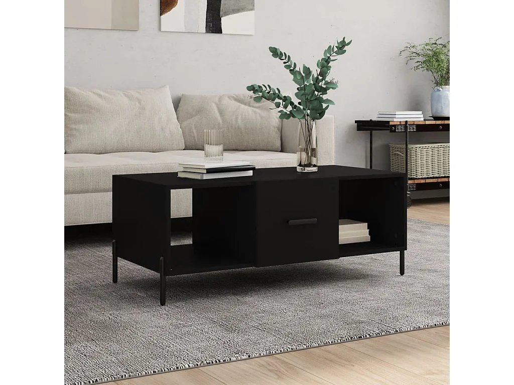 Table basse noir 102x50x40 cm bois d'ingénierie