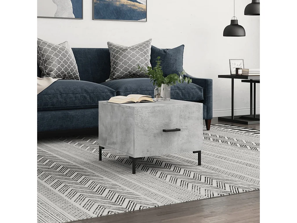 Table basse gris béton 50x50x40 cm bois d'ingénierie