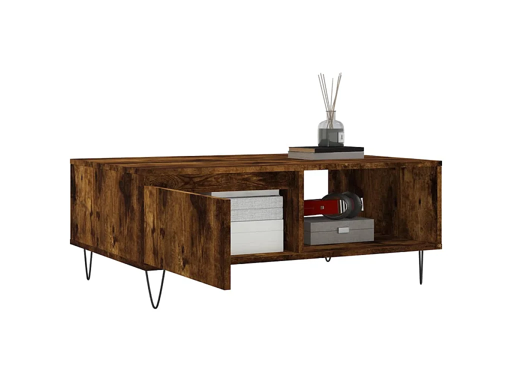 Tavolino da Salotto Rovere Fumo 90x60x35cm in Legno Multistrato