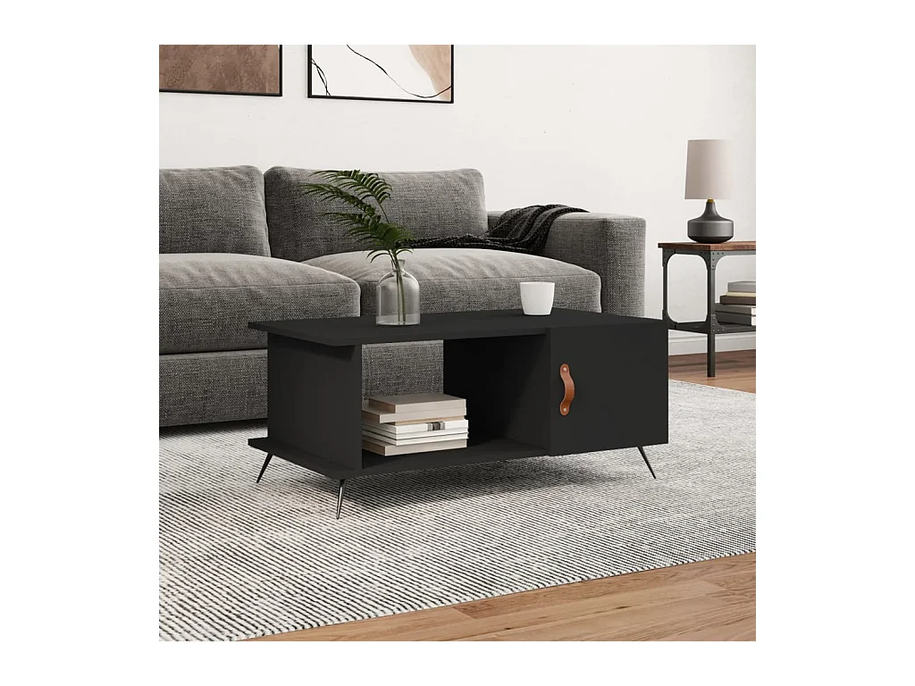 Table basse noir 90x50x40 cm bois d'ingénierie