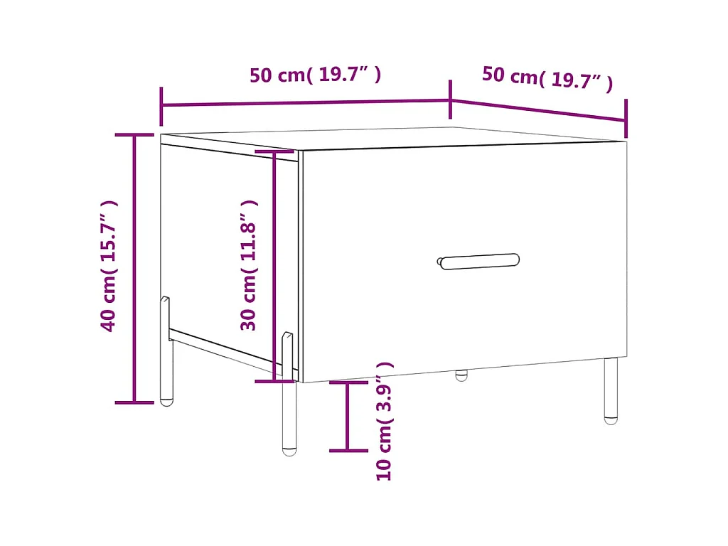 Table basse Noir 50x50x40 cm Bois d'ingénierie
