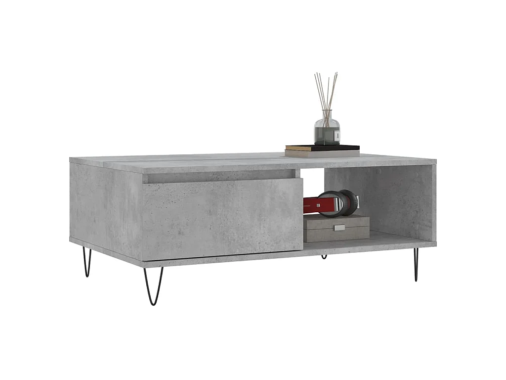 Mesa de centro madera de ingeniería gris hormigón 90x60x35 cm