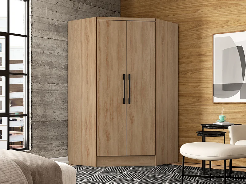 Eckkleiderschrank - 2 Türen - 101 cm - Holzfarben - AURALI