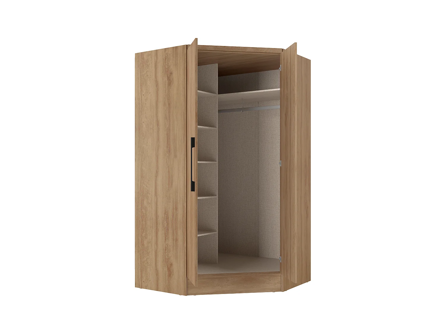 Eckkleiderschrank - 2 Türen - 101 cm - Holzfarben - AURALI