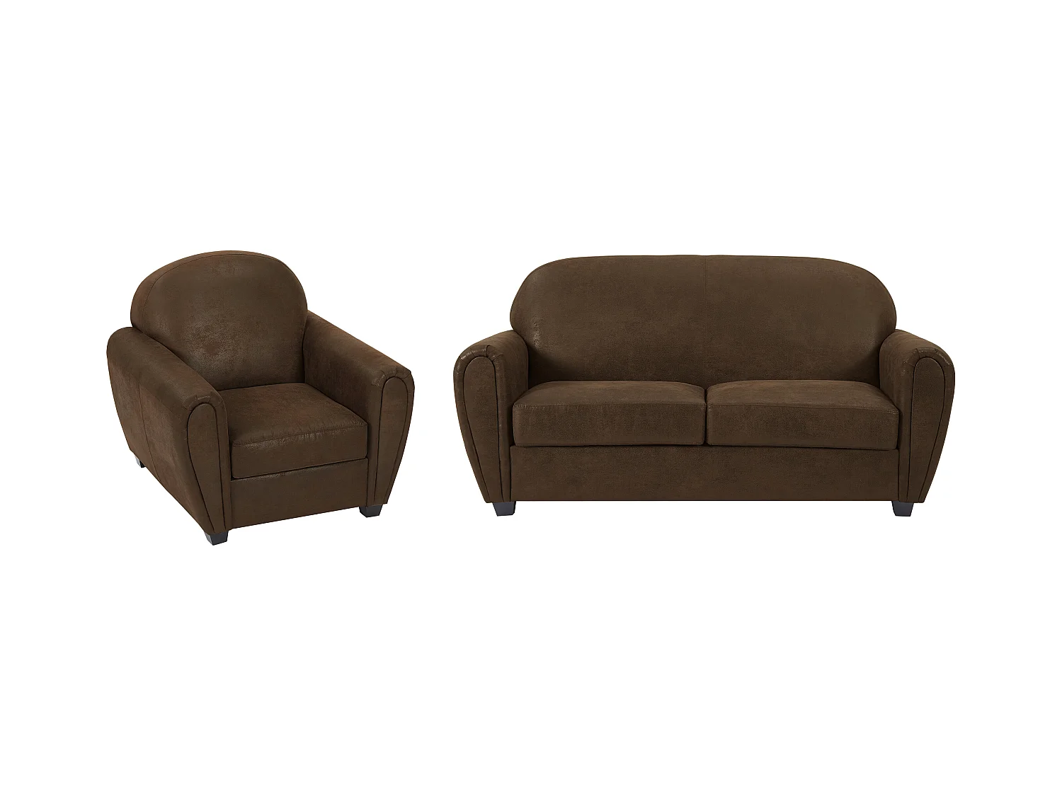 Driezitsbank en fauteuil van microvezel met verouderd leereffect VICTORY III