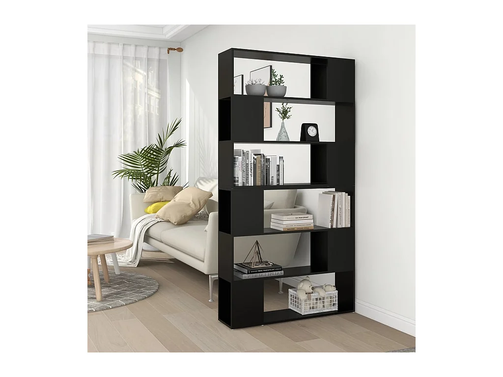 Bibliothèque/Séparateur de pièce Noir 100x24x188 cm