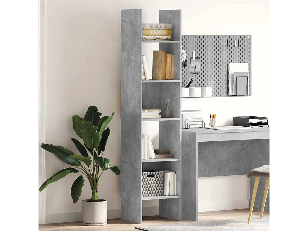 Estantería de madera contrachapada gris hormigón 40x35x180 cm