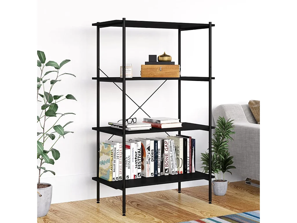 Unidade com 4 prateleiras 80x40x130 cm preto
