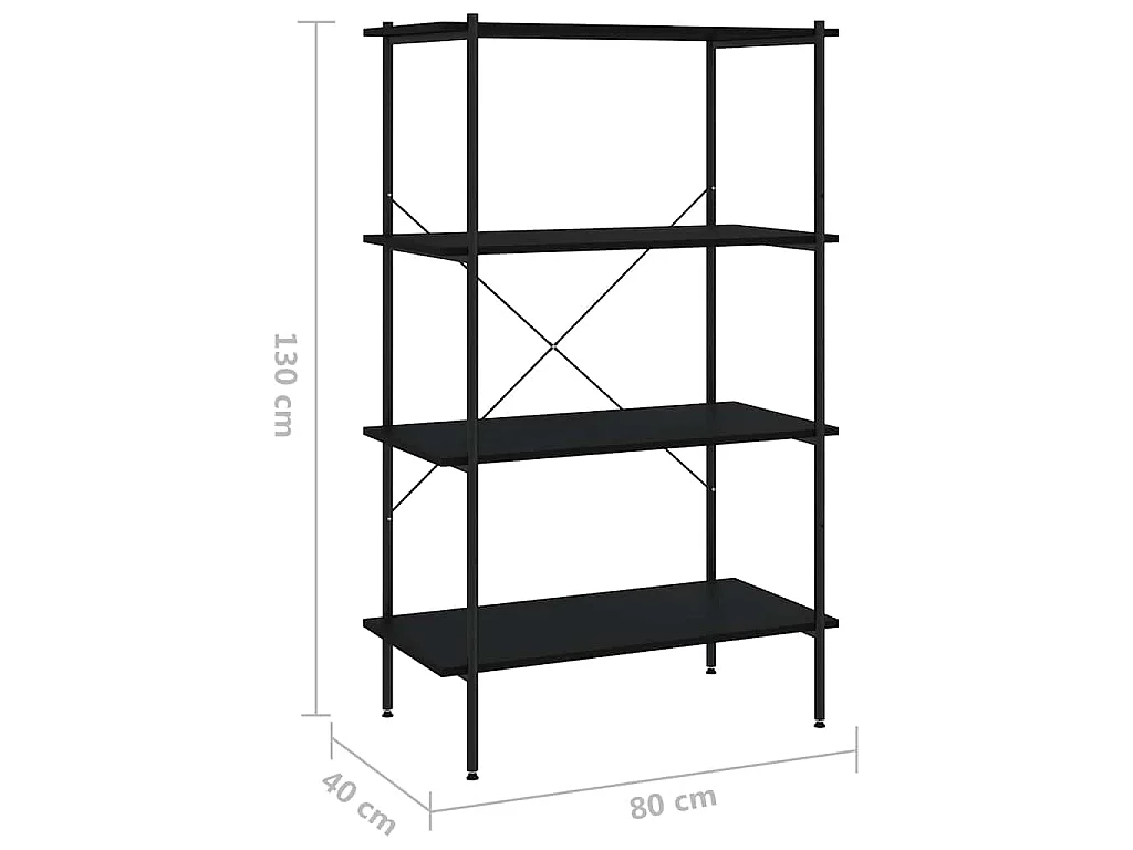 Étagère à 4 niveaux Noir 80x40x130 cm