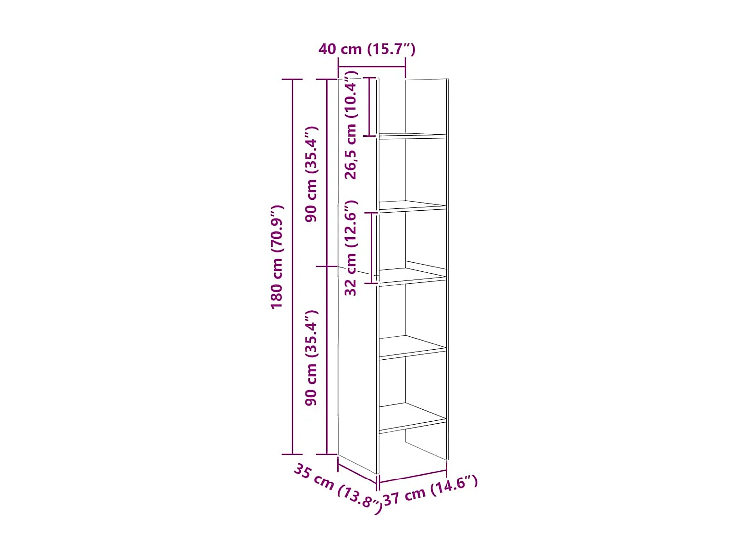 Bibliothèque Chêne sonoma 40x35x180 cm Bois d’ingénierie