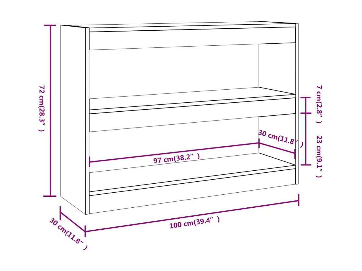 Boekenkast/kamerscherm 100x30x72 cm wit