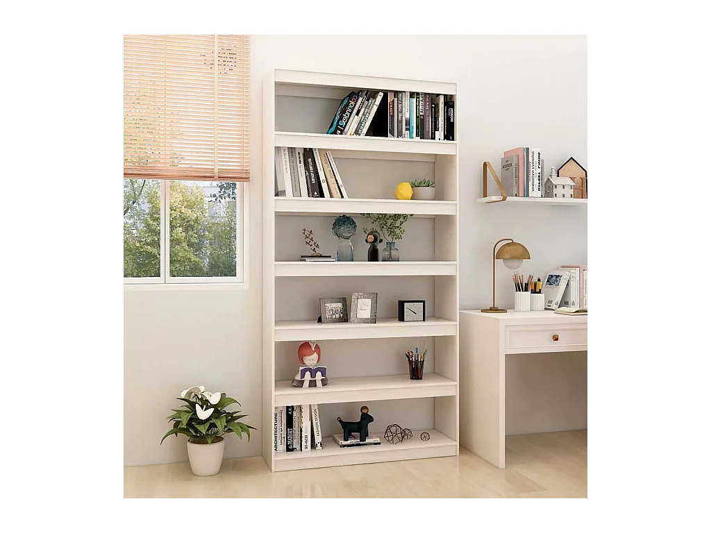 Bibliothèque/Séparateur de pièce Blanc 100x30x200 cm Pin massif