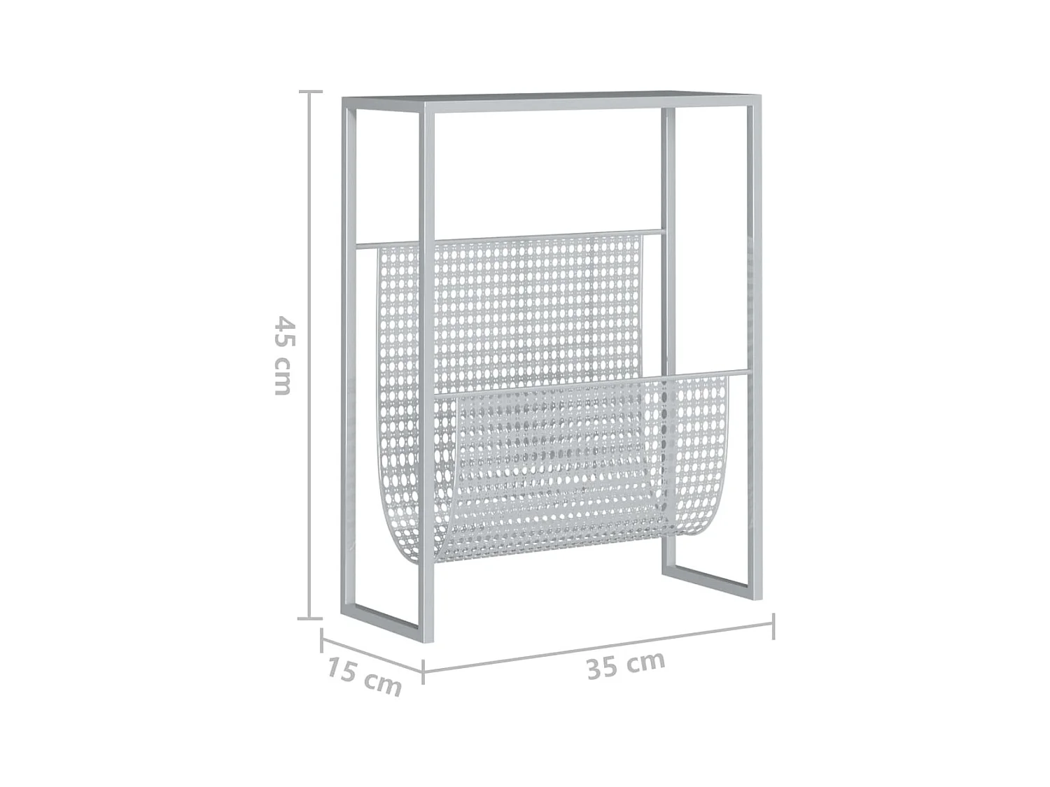 Tijdschriftenrek 35x15x45 cm staal zilverkleurig