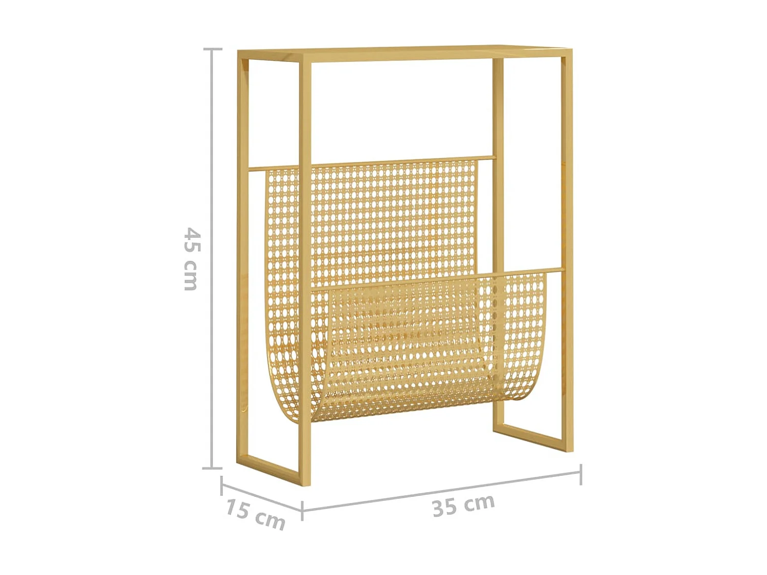 Revistero de acero dorado 35x15x45 cm