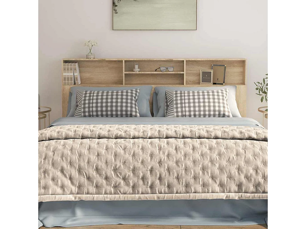 Kopfteil mit Ablagen Sonoma-Eiche 200x19x103,5 cm