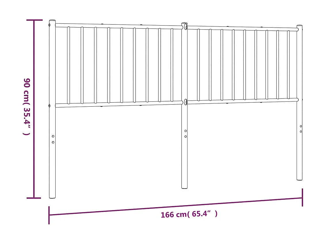 Tête de lit de remplacement métal noir 160 cm