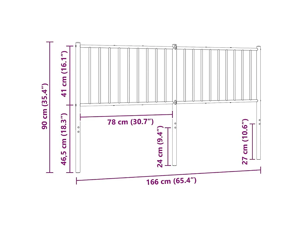 Ersatz-Kopfteil Metall Schwarz 160 cm