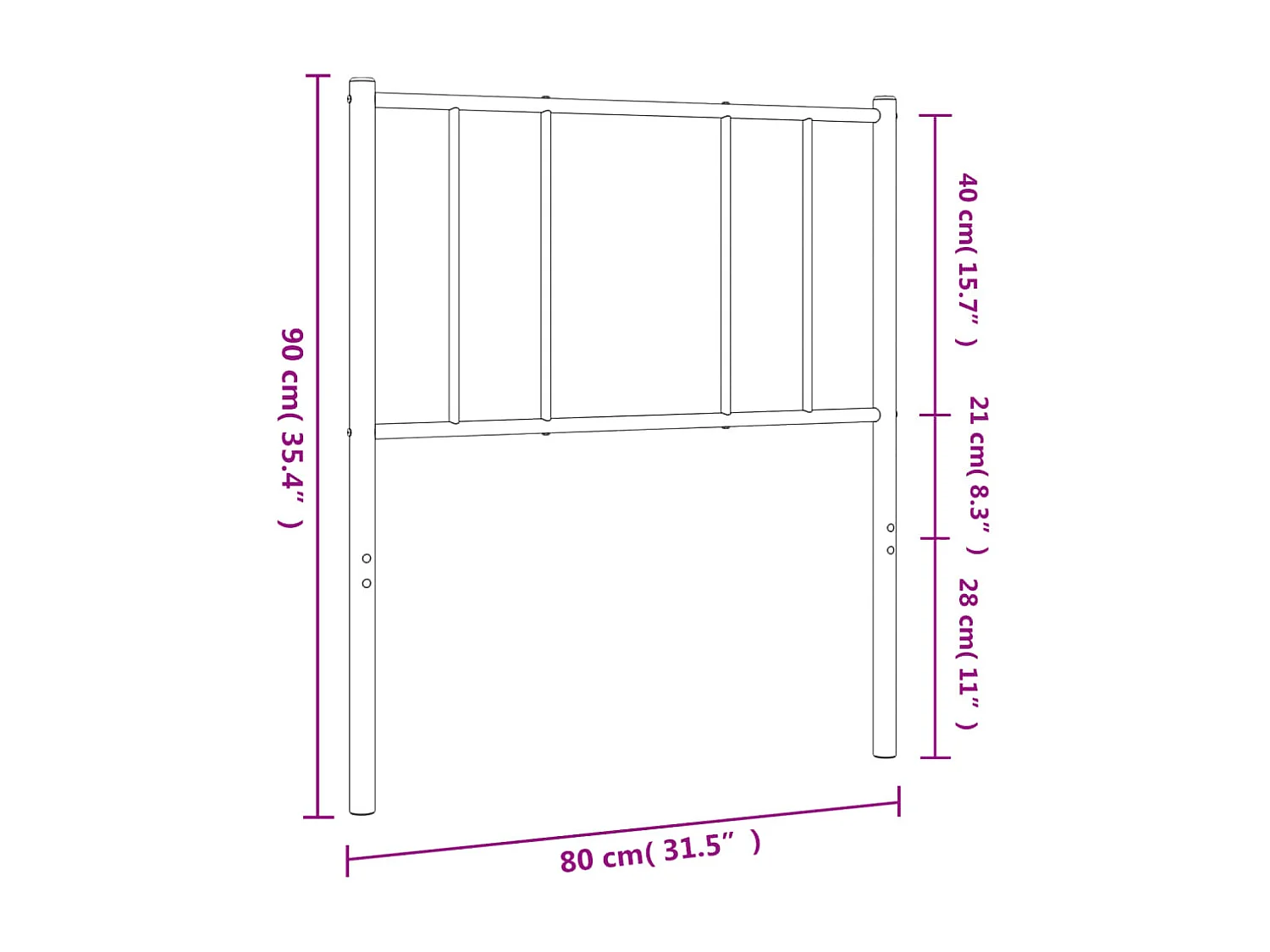 Tête de lit métal noir 75 cm