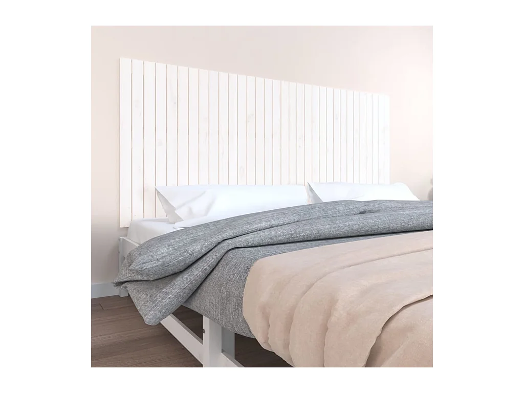 Tête de lit murale Blanc 204x3x90 cm Bois massif de pin