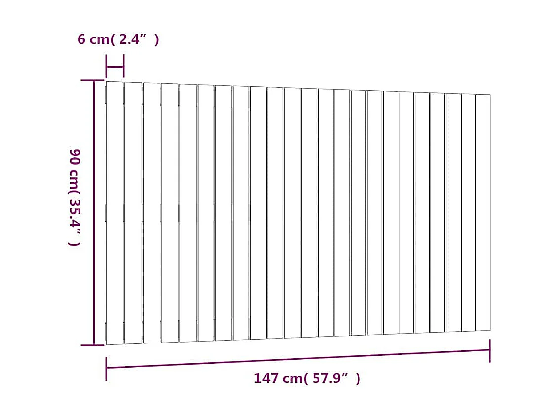 Testiera da Parete Ambra 147x3x90 cm in Legno Massello di Pino