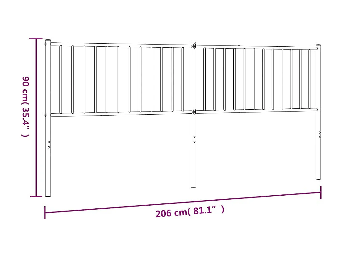 Ersatz-Kopfteil Metall Schwarz 200 cm