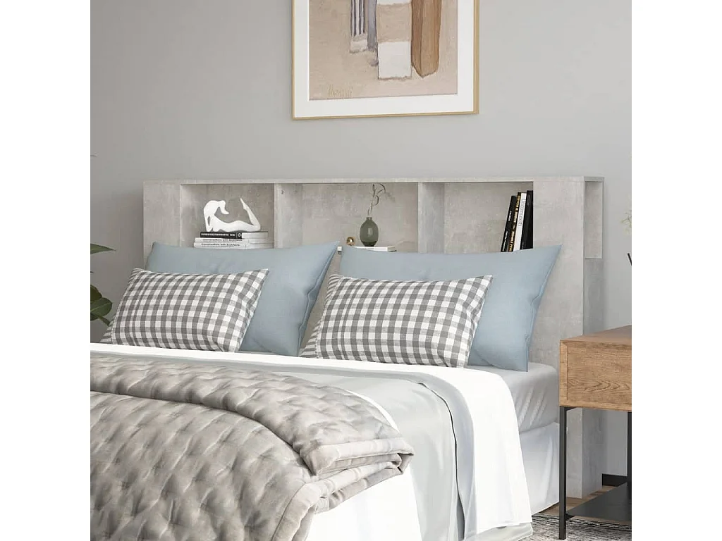 Testiera con Scomparti Grigio Cemento 180x18,5x104,5 cm