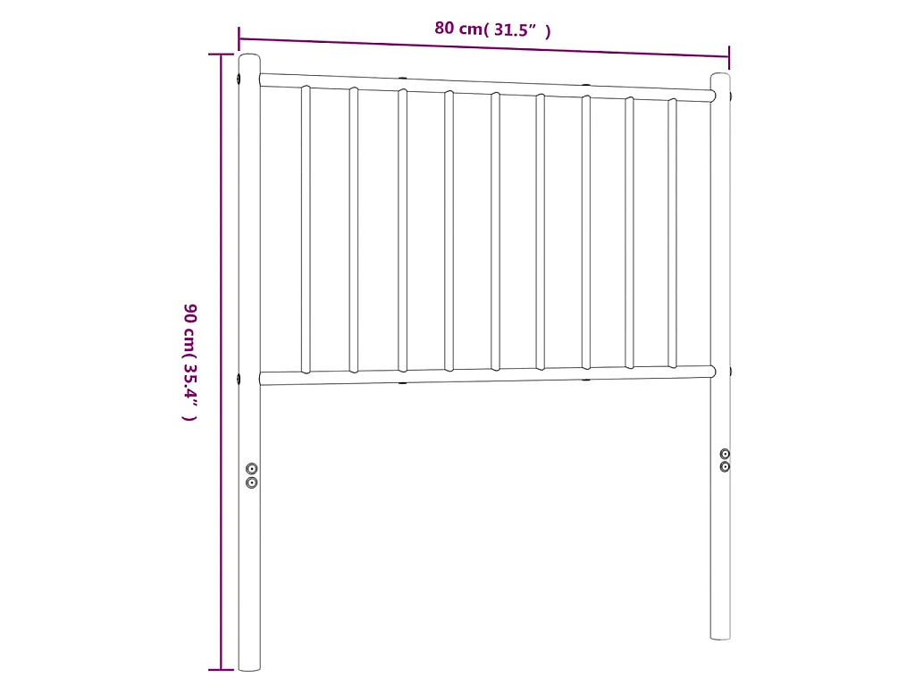 Tête de lit de remplacement métal noir 75 cm