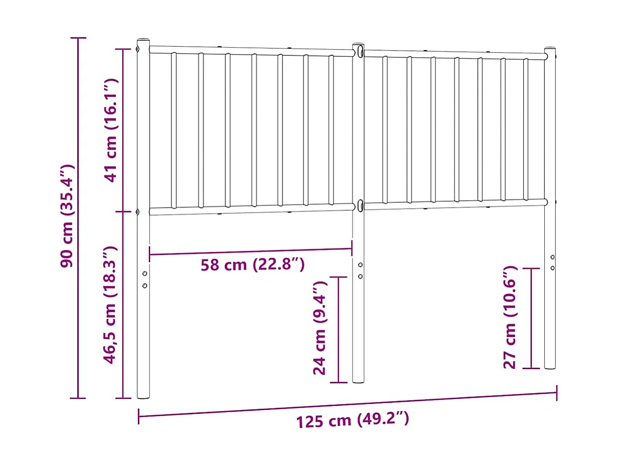 Tête de lit de remplacement métal noir 120 cm