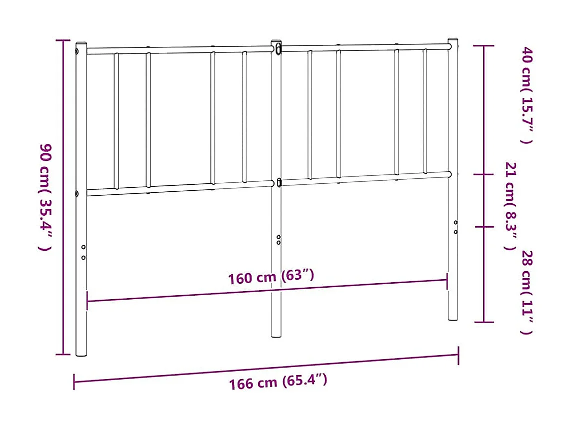 Tête de lit métal noir 160 cm