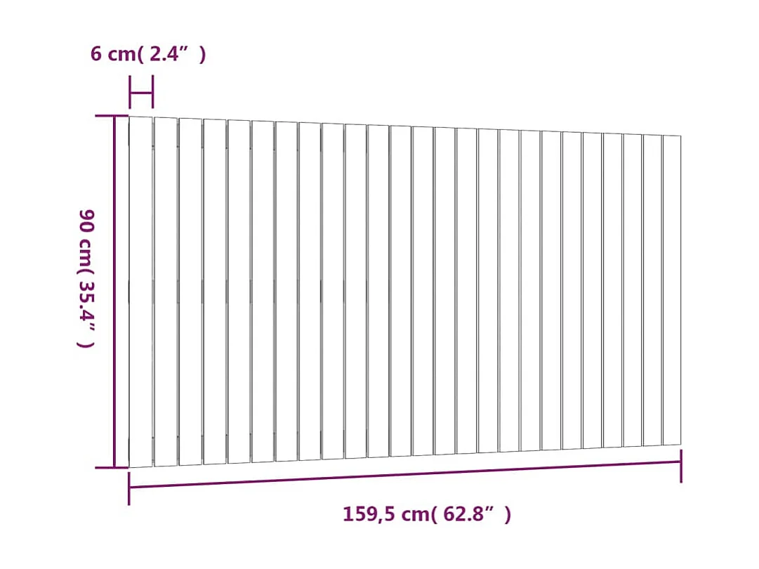 Tête de lit murale Blanc 159,5x3x90 cm Bois massif de pin