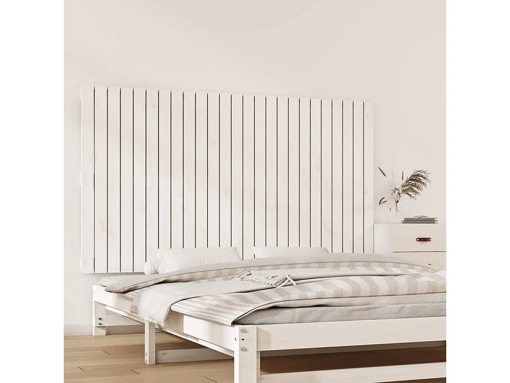 Testiera da Parete Bianca 159,5x3x90 cm Legno Massello di Pino