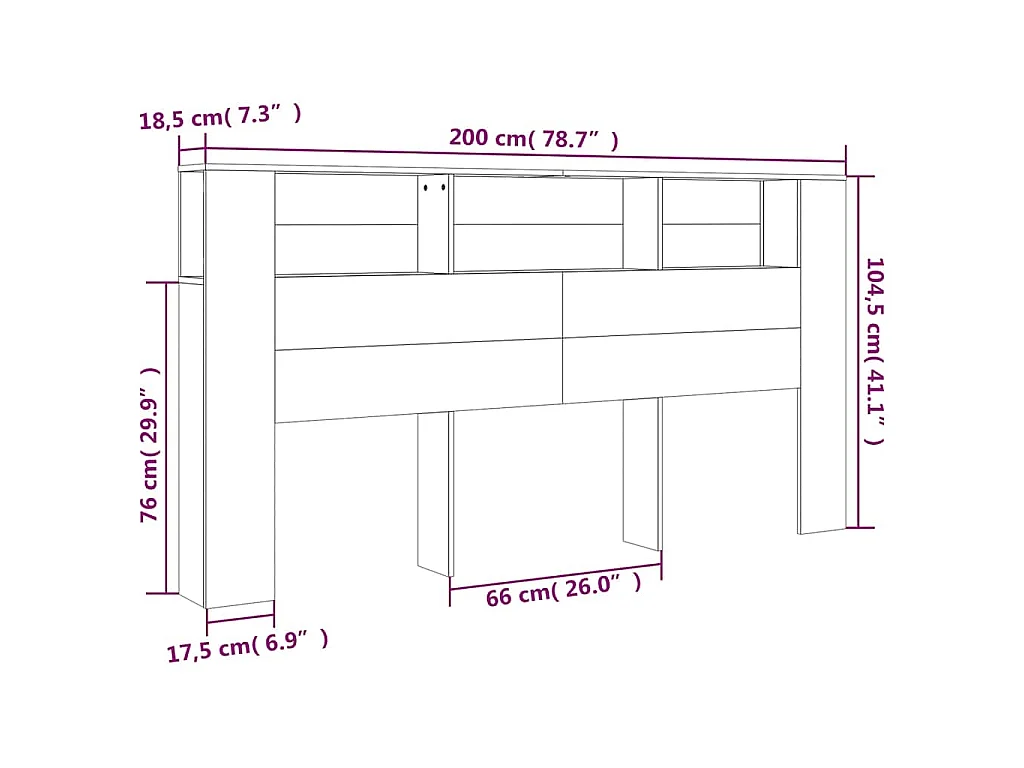 Armoire de tête de lit chêne sonoma 200x18,5x104,5 cm