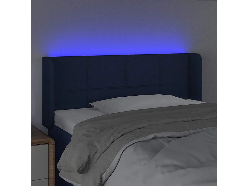 Tête de lit à LED Bleu 83x16x78/88 cm Tissu