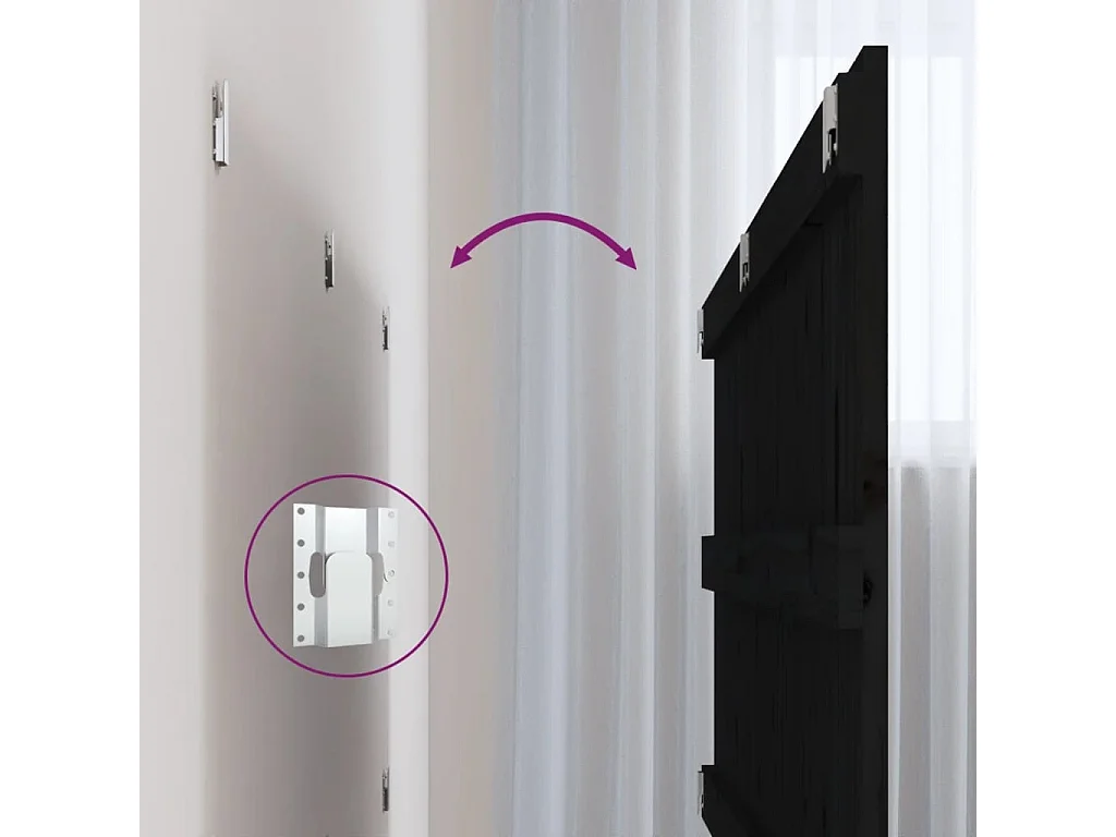 Cabecero de cama de pared madera maciza pino negro 204x3x90 cm