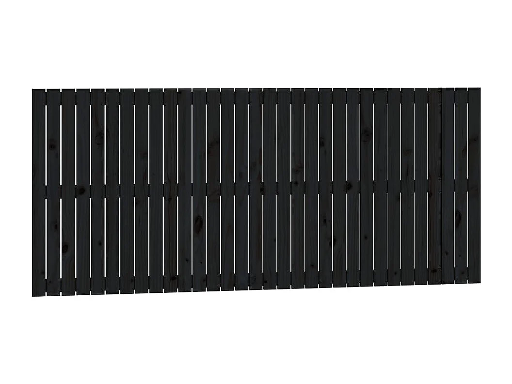 Cabecero de cama de pared madera maciza pino negro 204x3x90 cm