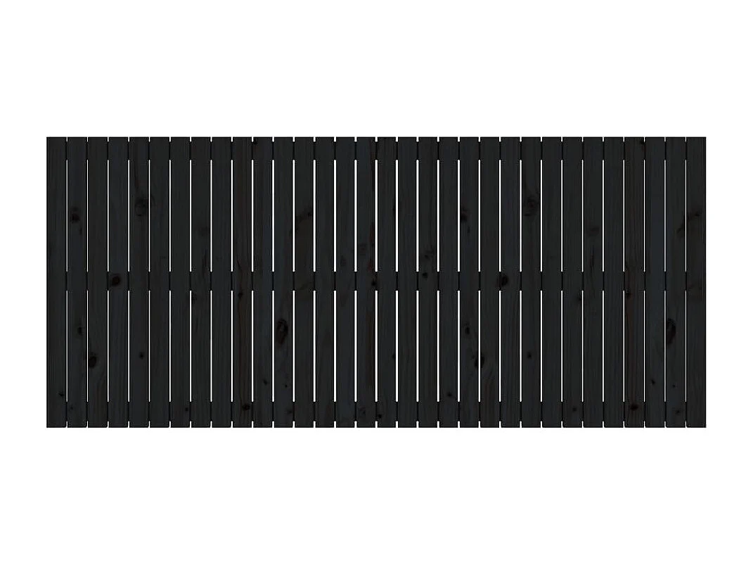 Cabecero de cama de pared madera maciza pino negro 204x3x90 cm